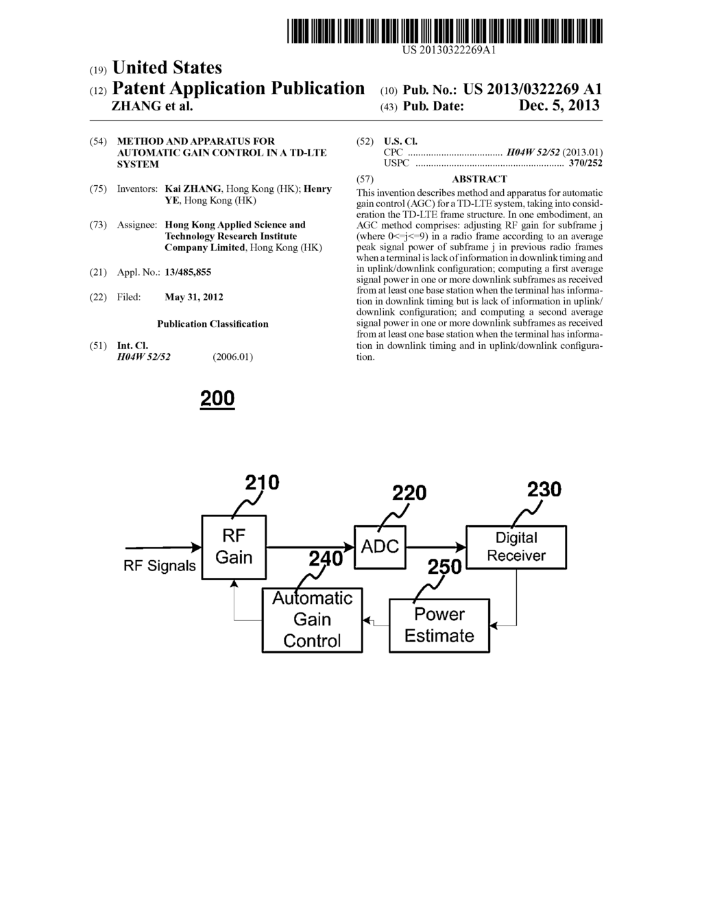 METHOD AND APPARATUS FOR AUTOMATIC GAIN CONTROL IN A TD-LTE SYSTEM - diagram, schematic, and image 01