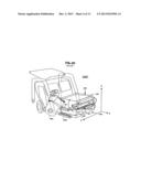 Front-Loadable Refuse Container Having Side-Loading Robotic Arm With     Motors And Other Mass Mounted At Rear Of Container And Use Of Same With     Front-Loading Waste-Hauling Vehicle Having Hydraulic Front Forks Or Other     Retractably Engageable Lift Means diagram and image