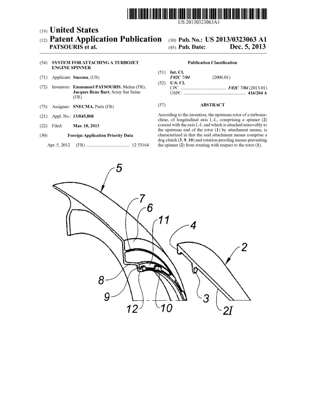 SYSTEM FOR ATTACHING A TURBOJET ENGINE SPINNER - diagram, schematic, and image 01