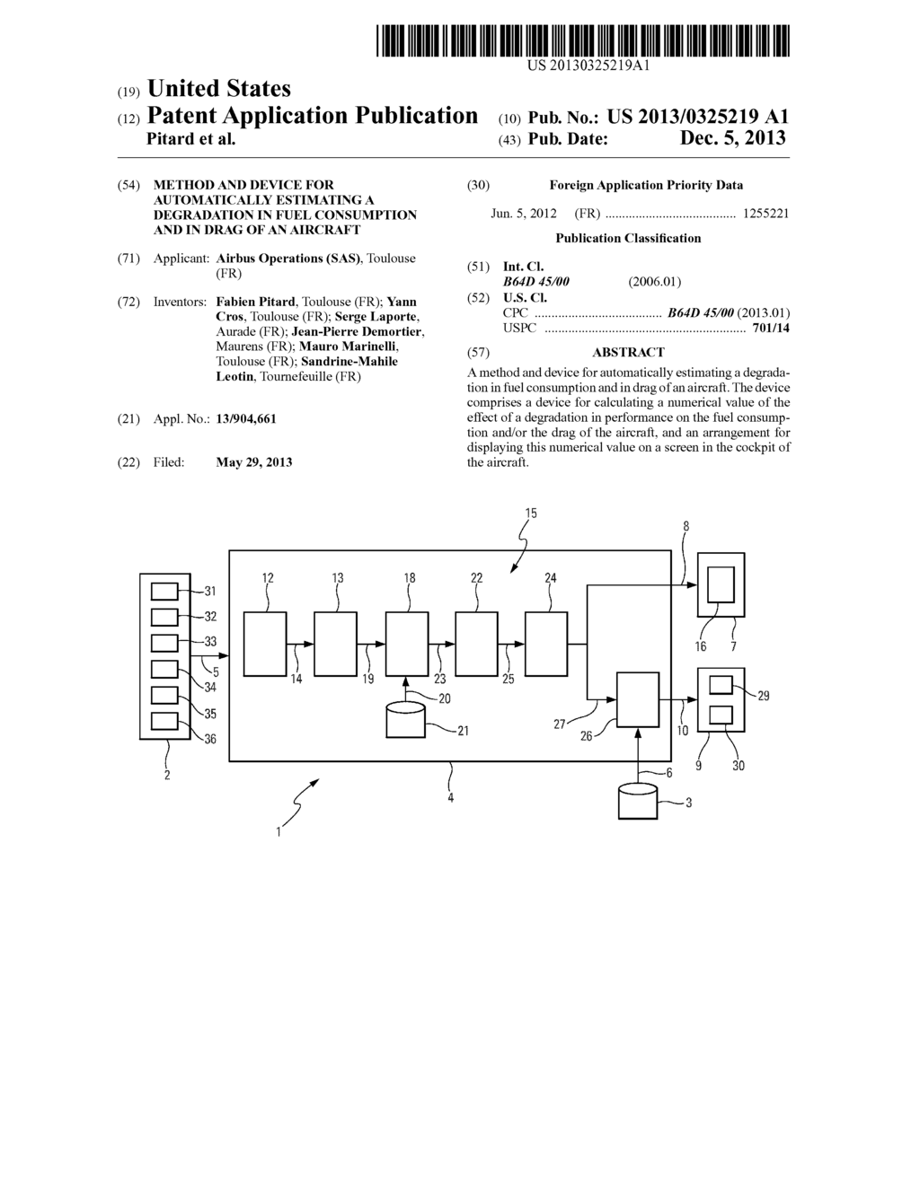 METHOD AND DEVICE FOR AUTOMATICALLY ESTIMATING A DEGRADATION IN FUEL     CONSUMPTION AND IN DRAG OF AN AIRCRAFT - diagram, schematic, and image 01