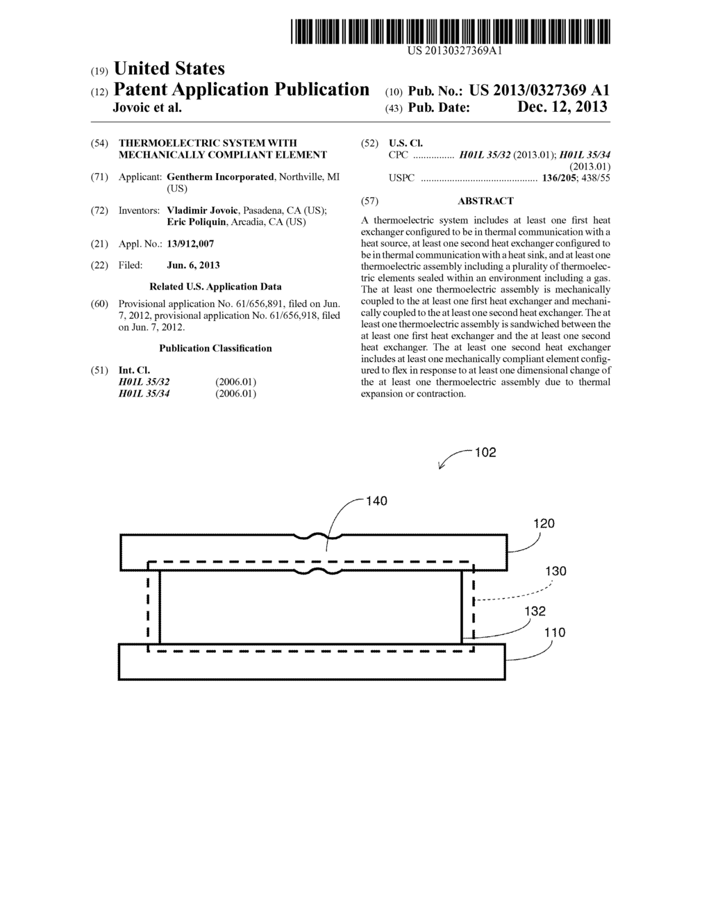 THERMOELECTRIC SYSTEM WITH MECHANICALLY COMPLIANT ELEMENT - diagram, schematic, and image 01