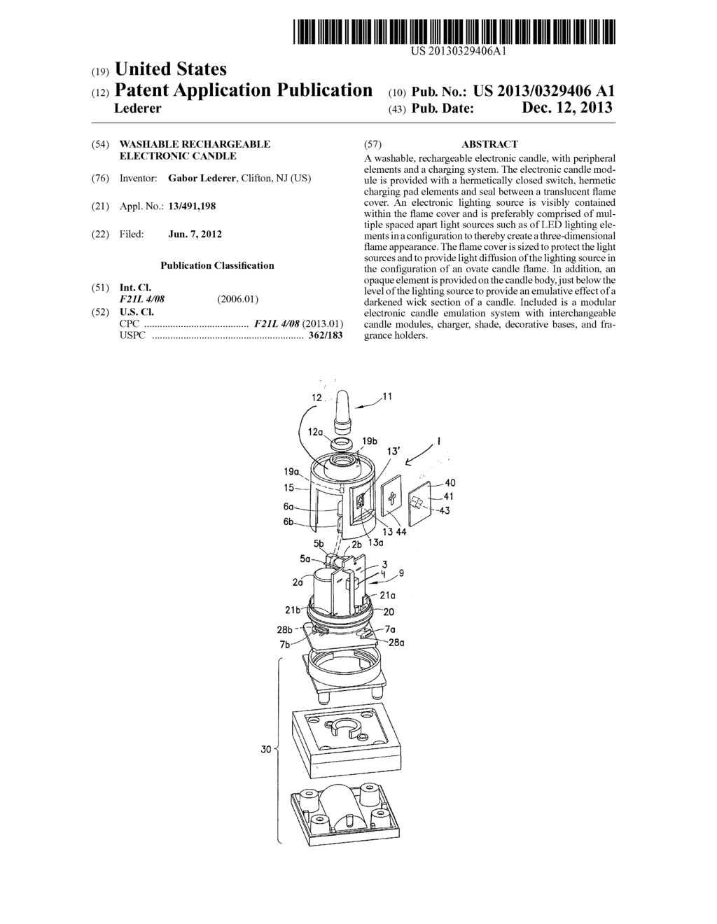 WASHABLE RECHARGEABLE ELECTRONIC CANDLE - diagram, schematic, and image 01