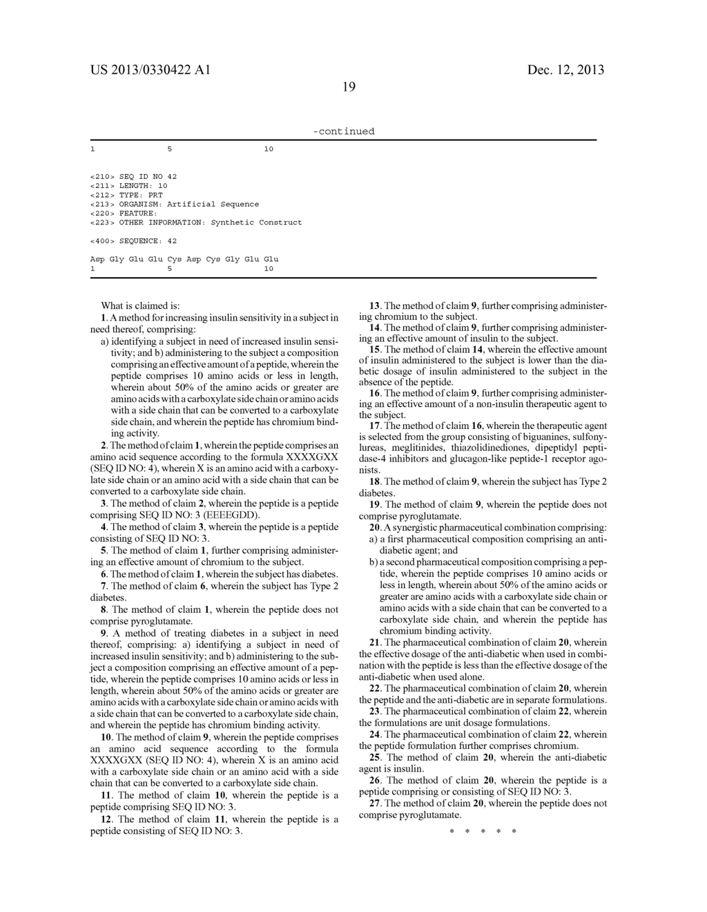 METHODS FOR INCREASING INSULIN SENSITIVITY AND TREATING DIABETES WITH A     BIOACTIVE CHROMIUM BINDING PEPTIDE - diagram, schematic, and image 29