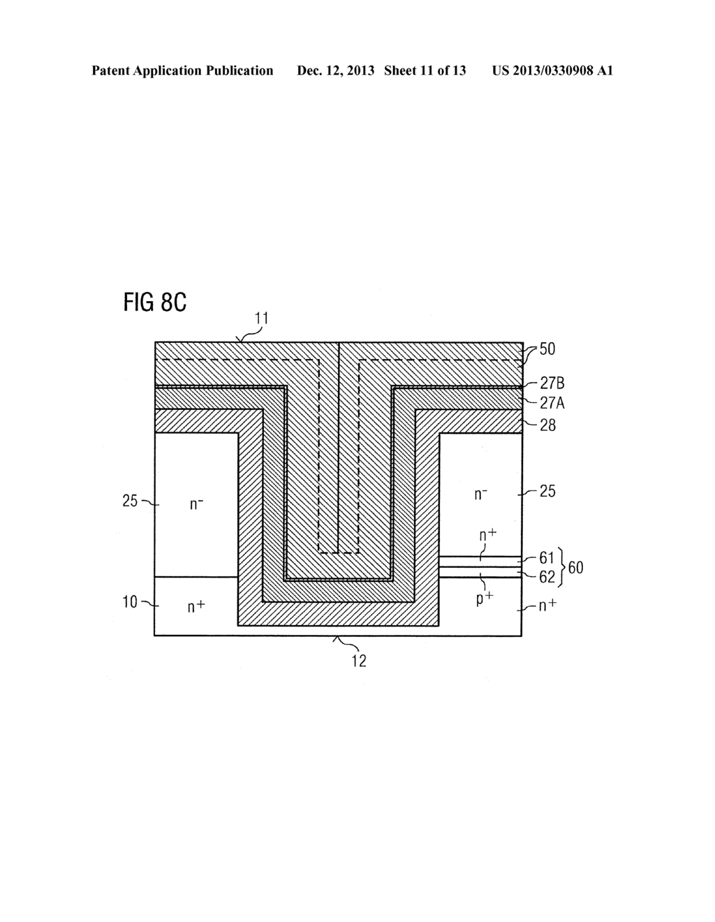 SEMICONDUCTOR COMPONENT WITH VERTICAL STRUCTURES HAVING A HIGH ASPECT     RATIO AND METHOD - diagram, schematic, and image 12