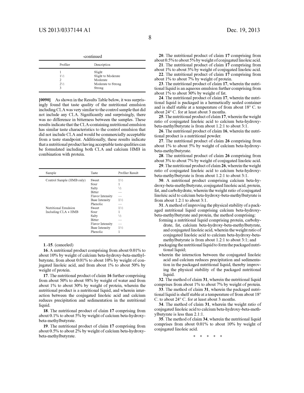 NUTRITIONAL PRODUCTS COMPRISING CALCIUM HMB AND CONJUGATED LINOLEIC ACID - diagram, schematic, and image 10