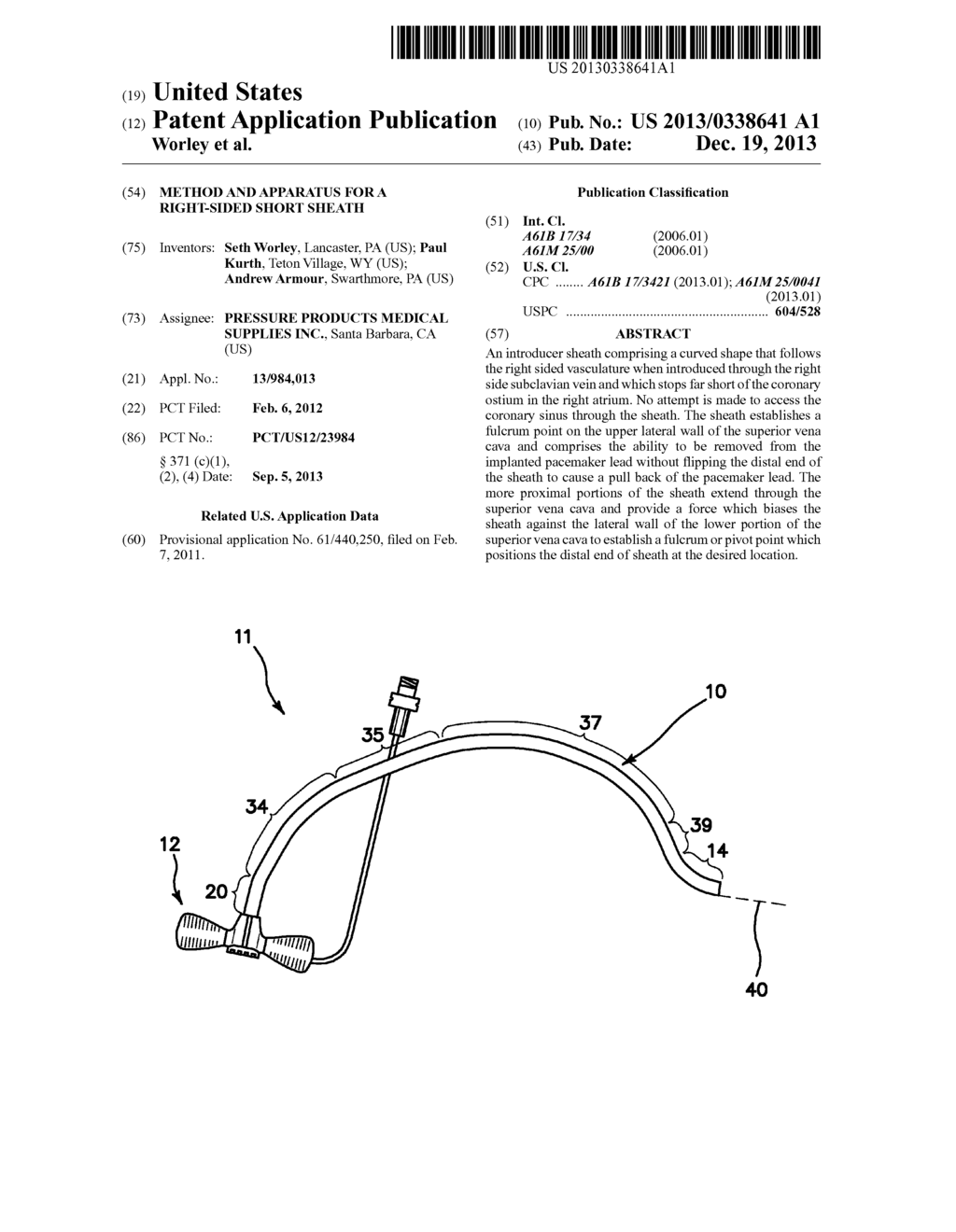 Method and Apparatus for a Right-Sided Short Sheath - diagram, schematic, and image 01