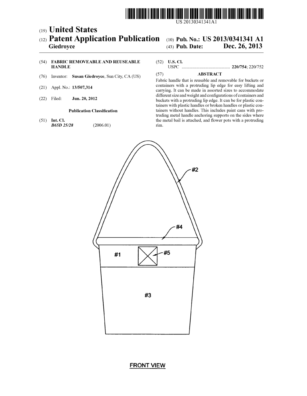 Fabric removeable and reuseable handle - diagram, schematic, and image 01