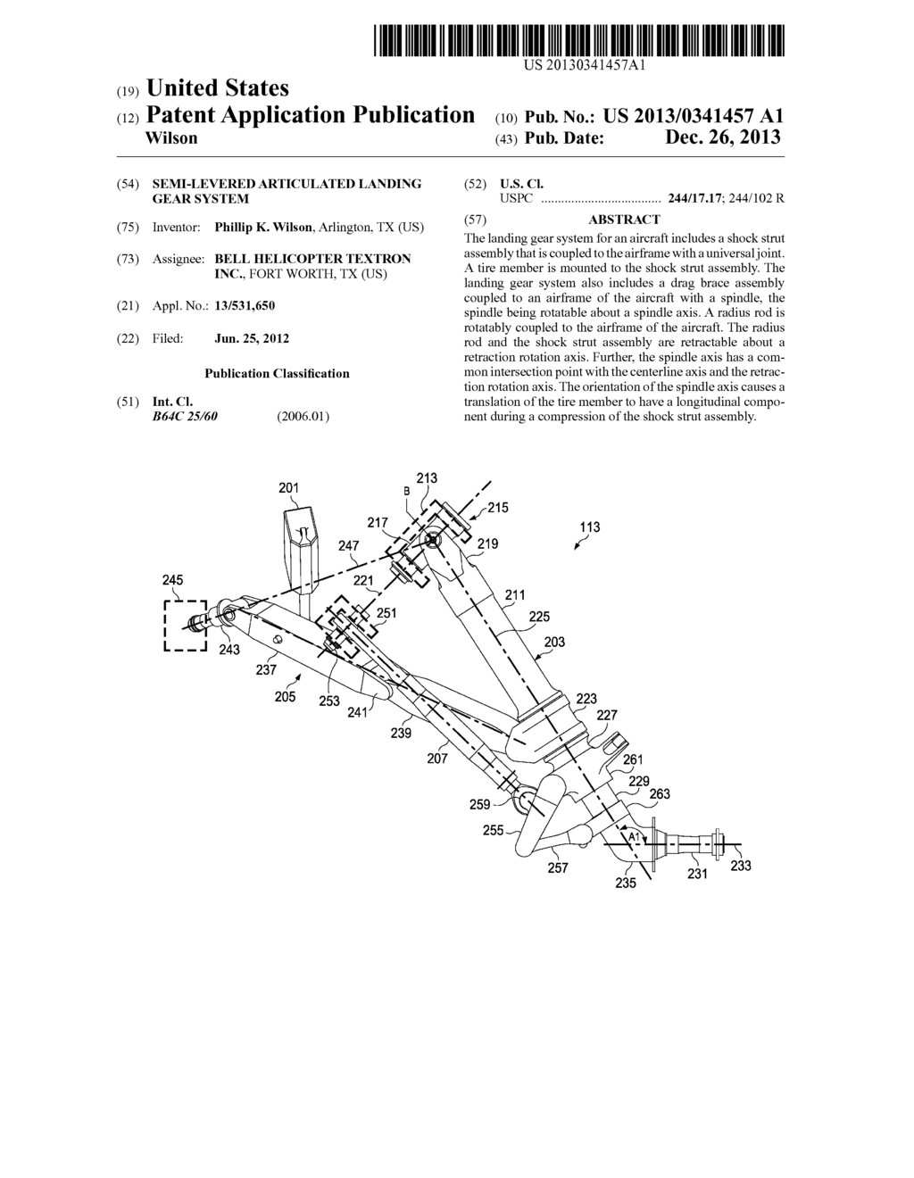 SEMI-LEVERED ARTICULATED LANDING GEAR SYSTEM - diagram, schematic, and image 01