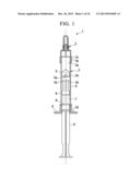 CARTRIDGE SET FOR MANUFACTURING SYRINGE AND METHOD FOR MANUFACTURING     DUAL-CHAMBER TYPE COMBINED CONTAINER-SYRINGE diagram and image