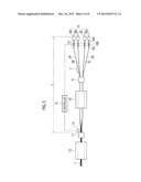 OPTICAL FIBER TAPE CORE WIRE MANUFACTURING METHOD, MANUFACTURING DEVICE,     AND OPTICAL FIBER TAPE CORE WIRE AND OPTICAL FIBER CABLE MANUFACTURED     WITH SAID MANUFACTURING METHOD diagram and image