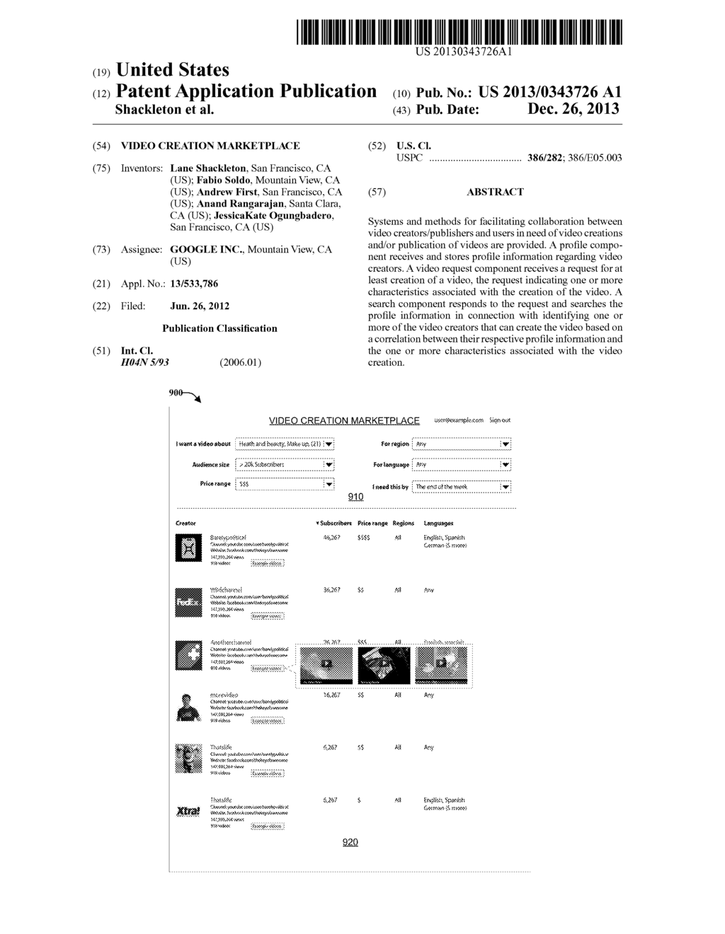 VIDEO CREATION MARKETPLACE - diagram, schematic, and image 01