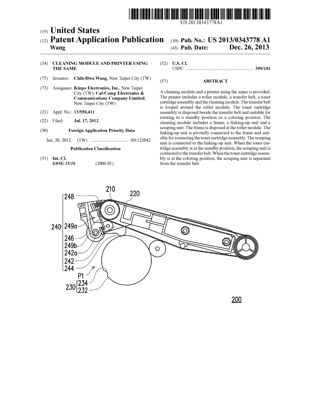 CLEANING MODULE AND PRINTER USING THE SAME - diagram, schematic, and image 01