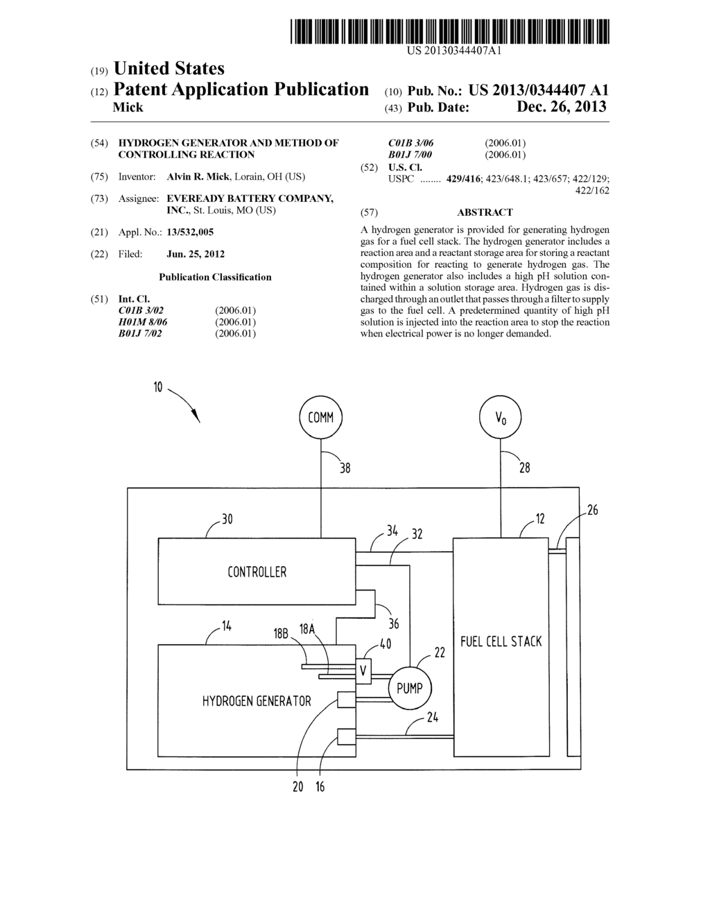 Hydrogen Generator and Method of Controlling Reaction - diagram, schematic, and image 01