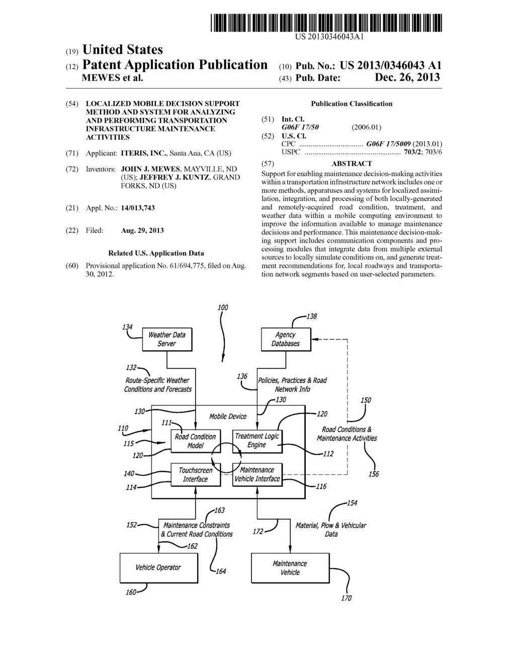 LOCALIZED MOBILE DECISION SUPPORT METHOD AND SYSTEM FOR ANALYZING AND     PERFORMING TRANSPORTATION INFRASTRUCTURE MAINTENANCE ACTIVITIES - diagram, schematic, and image 01