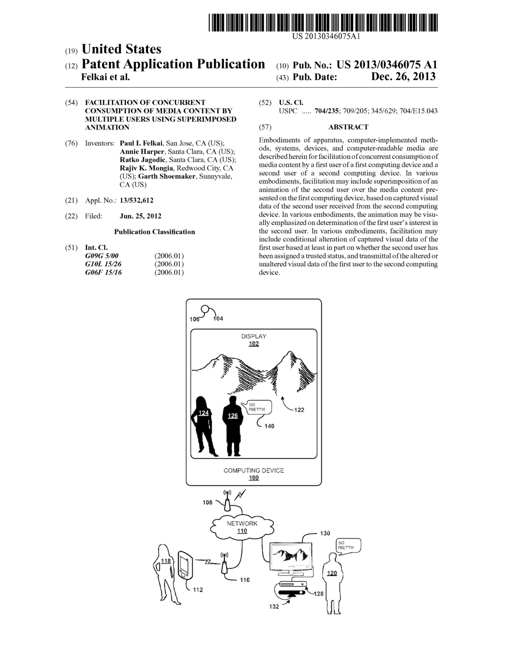 FACILITATION OF CONCURRENT CONSUMPTION OF MEDIA CONTENT BY MULTIPLE USERS     USING SUPERIMPOSED ANIMATION - diagram, schematic, and image 01