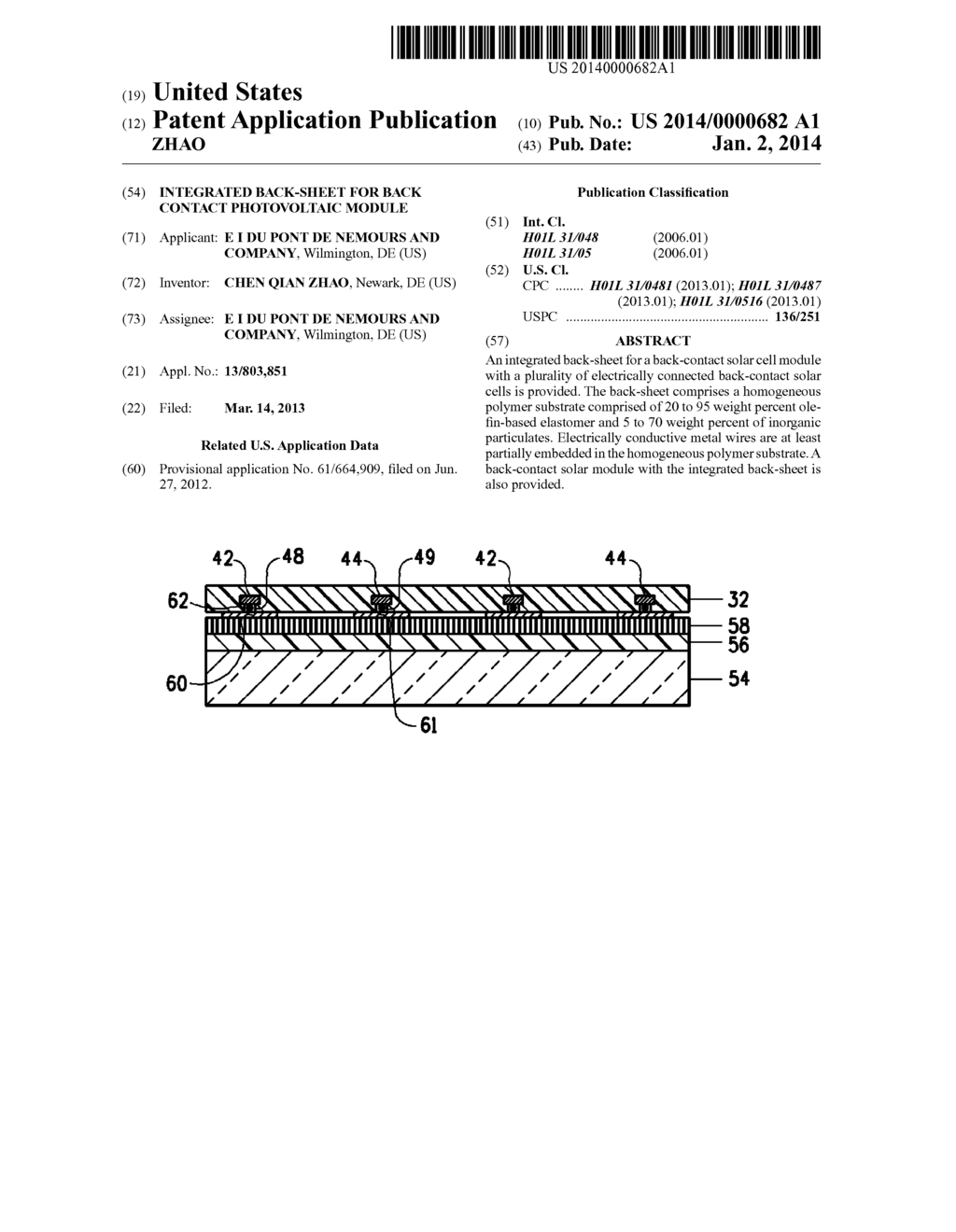 INTEGRATED BACK-SHEET FOR BACK CONTACT PHOTOVOLTAIC MODULE - diagram, schematic, and image 01