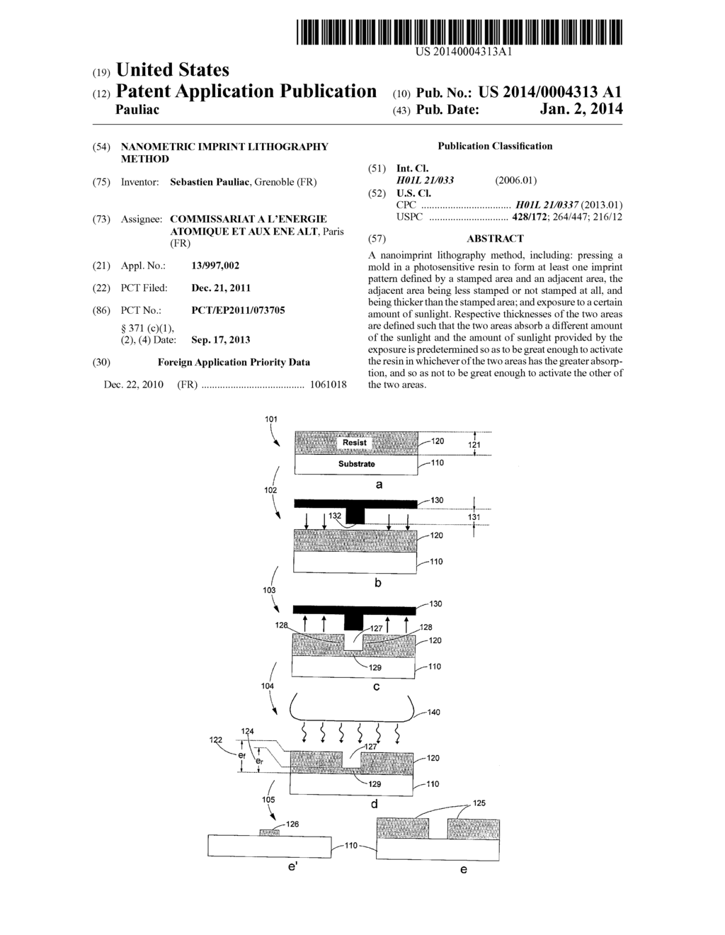 NANOMETRIC IMPRINT LITHOGRAPHY METHOD - diagram, schematic, and image 01