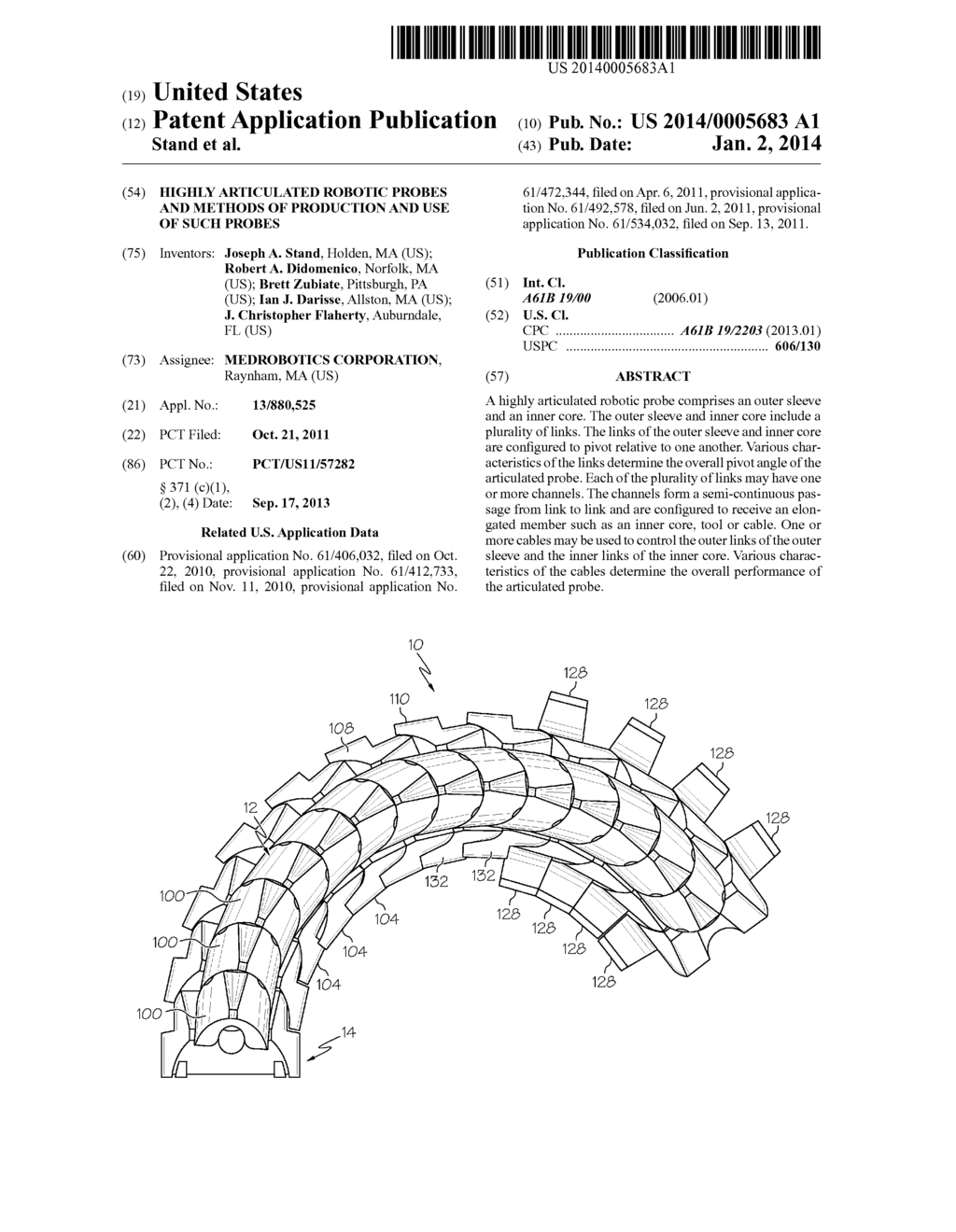 HIGHLY ARTICULATED ROBOTIC PROBES AND METHODS OF PRODUCTION AND USE OF     SUCH PROBES - diagram, schematic, and image 01