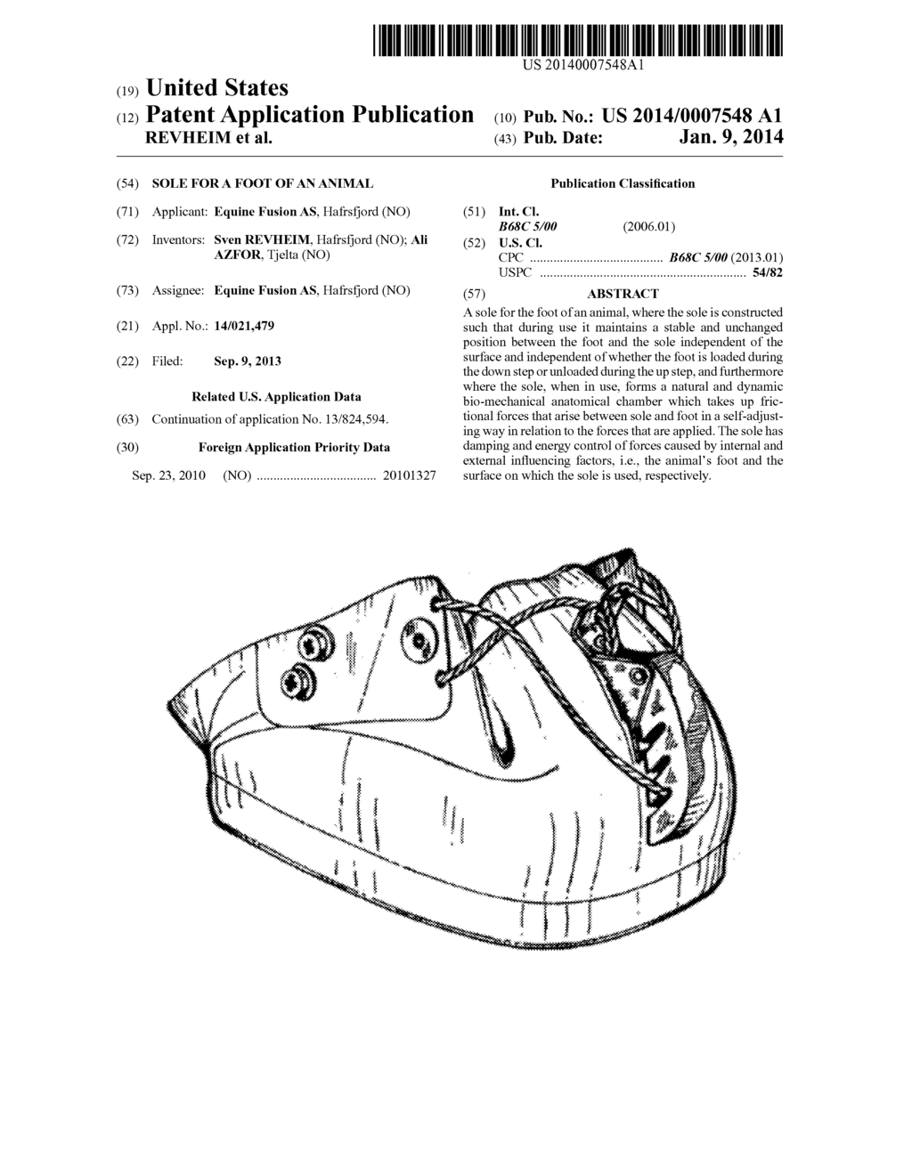 SOLE FOR A FOOT OF AN ANIMAL - diagram, schematic, and image 01