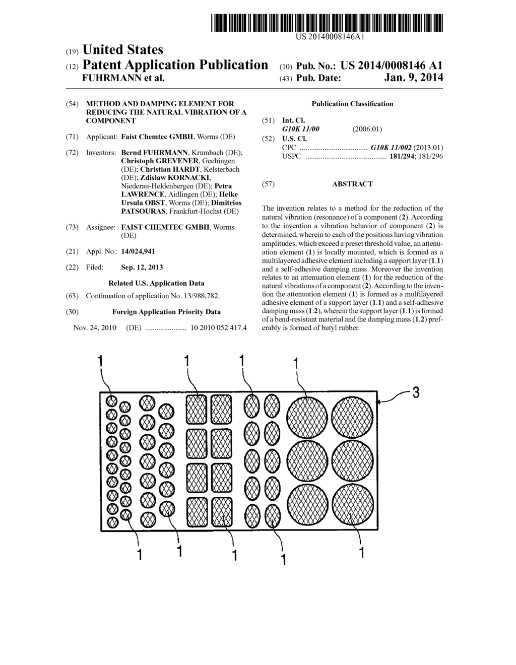 METHOD AND DAMPING ELEMENT FOR REDUCING THE NATURAL VIBRATION OF A     COMPONENT - diagram, schematic, and image 01