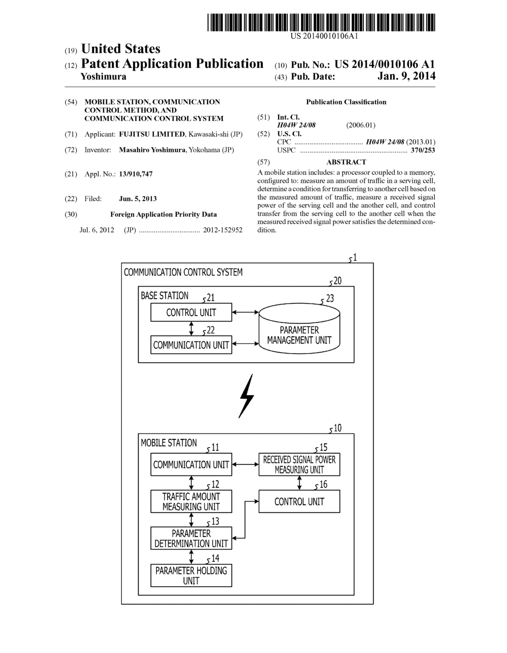 MOBILE STATION, COMMUNICATION CONTROL METHOD, AND COMMUNICATION CONTROL     SYSTEM - diagram, schematic, and image 01