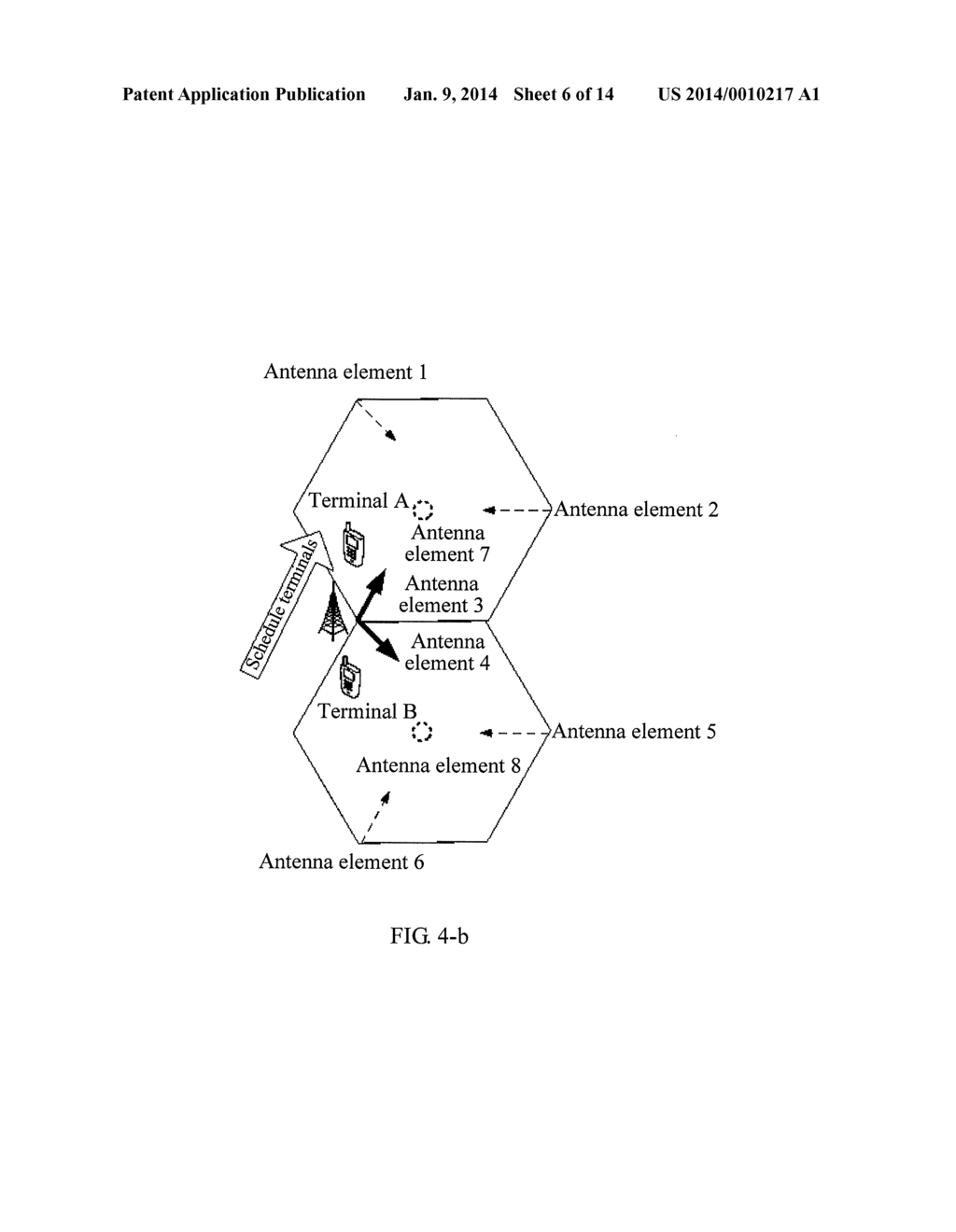 METHOD AND APPARATUS FOR SCHEDULING TERMINALS IN SYSTEM WITH MULTIPLE     ANTENNA ELEMENTS COMBINING INTO COMMON CELL - diagram, schematic, and image 07