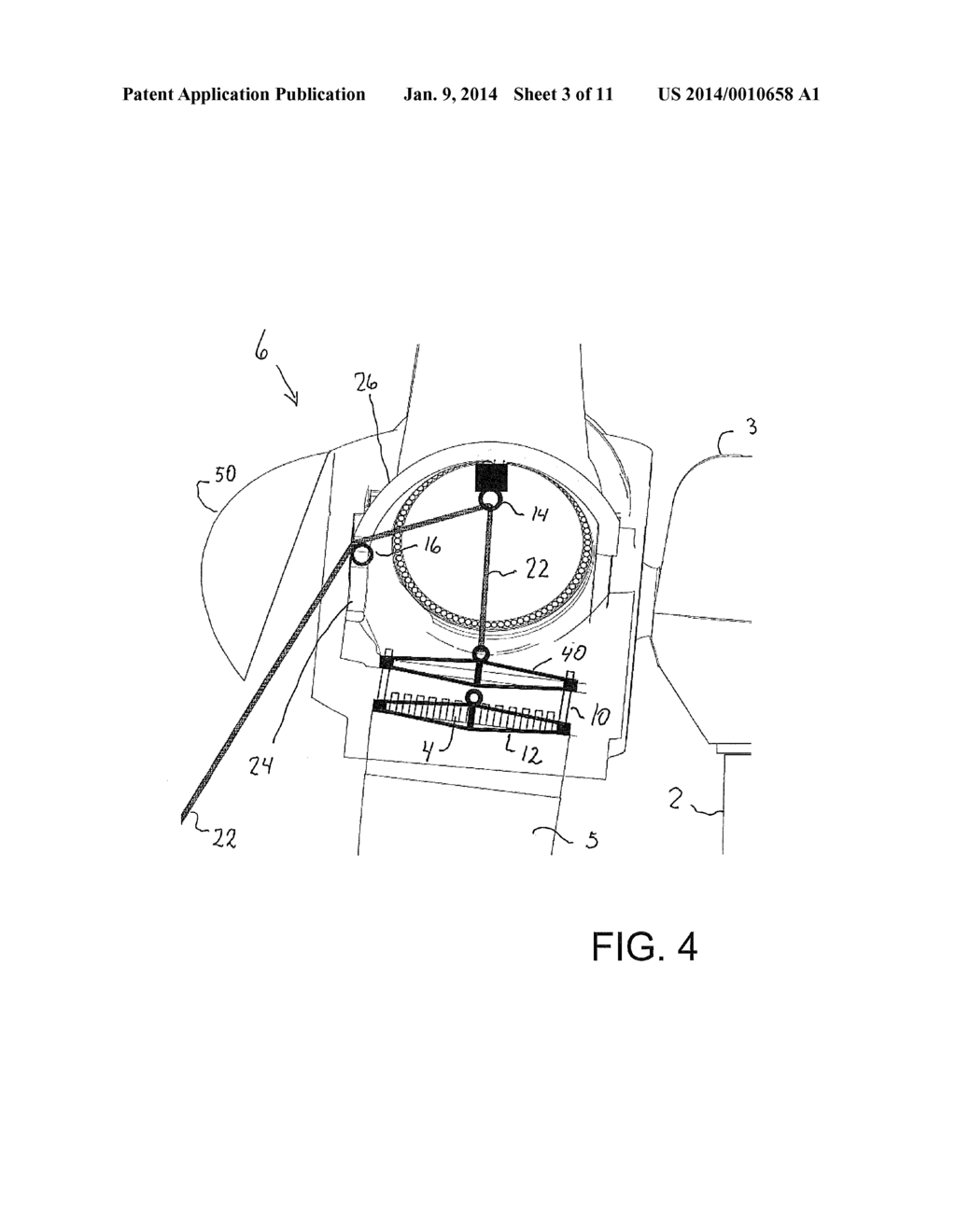 METHOD FOR CRANELESS WIND TURBINE BLADE HANDLING VIA A TURBINE HUB - diagram, schematic, and image 04