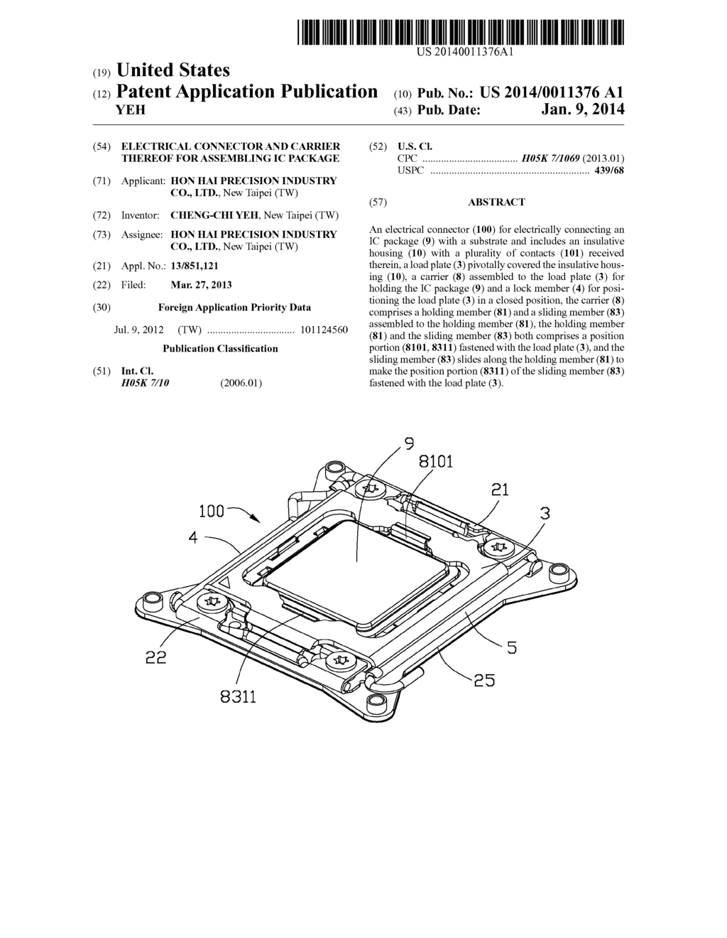 ELECTRICAL CONNECTOR AND CARRIER THEREOF FOR ASSEMBLING IC PACKAGE - diagram, schematic, and image 01