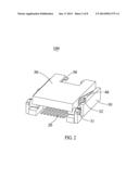 LOW PROFILE ELECTRICAL CONNECTOR WITH REINFORCED PIVOTAL COVER diagram and image