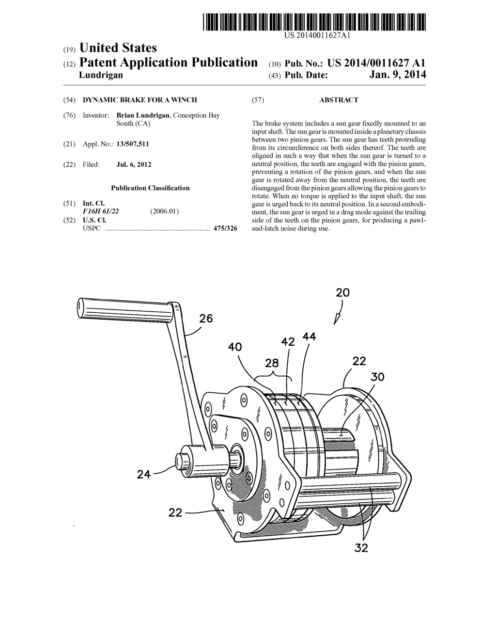 Dynamic brake for a winch - diagram, schematic, and image 01