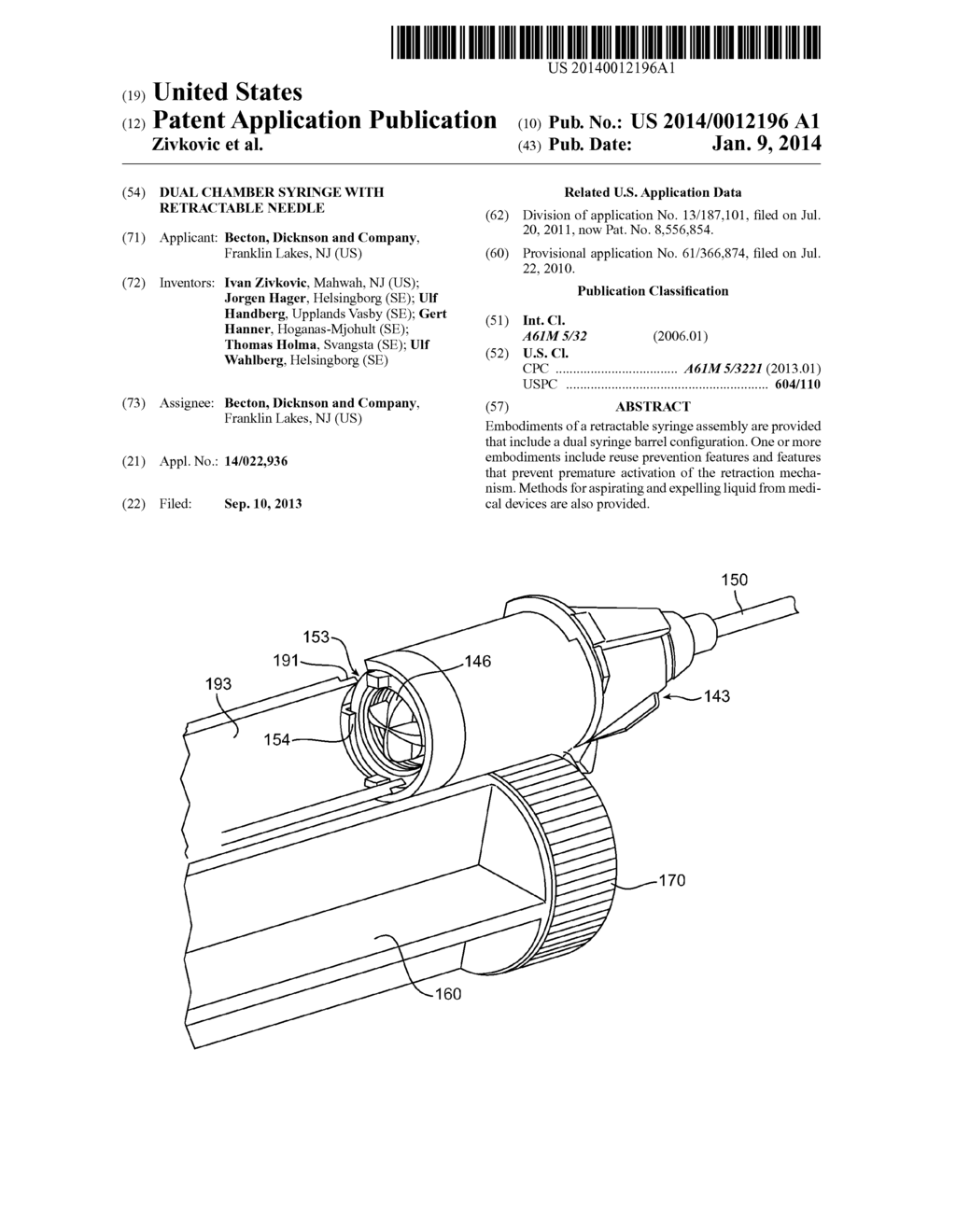 Dual Chamber Syringe With Retractable Needle - diagram, schematic, and image 01