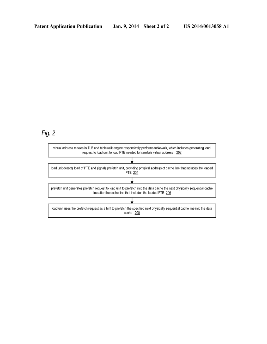 PREFETCHING OF NEXT PHYSICALLY SEQUENTIAL CACHE LINE AFTER CACHE LINE THAT     INCLUDES LOADED PAGE TABLE ENTRY - diagram, schematic, and image 03