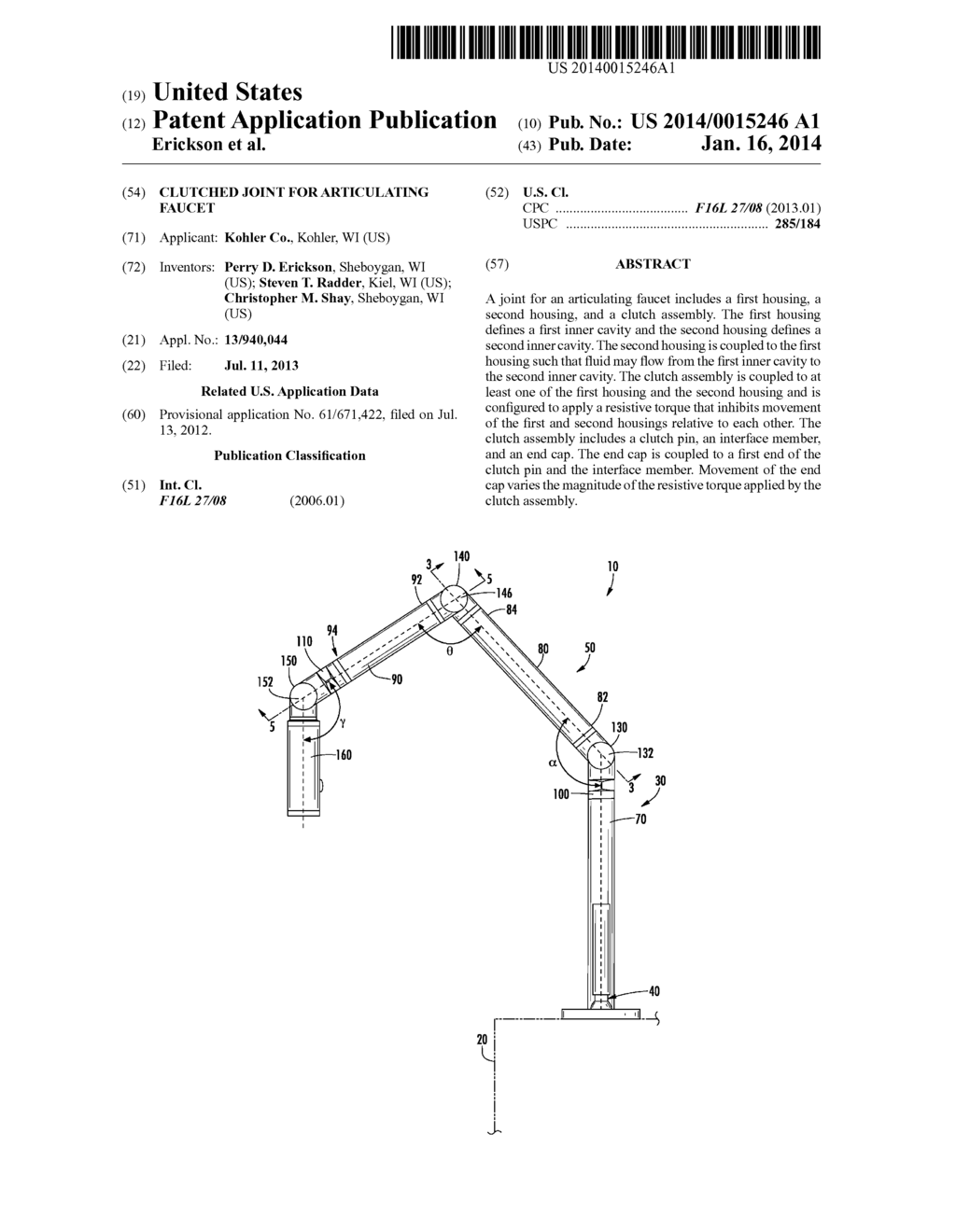 CLUTCHED JOINT FOR ARTICULATING FAUCET - diagram, schematic, and image 01