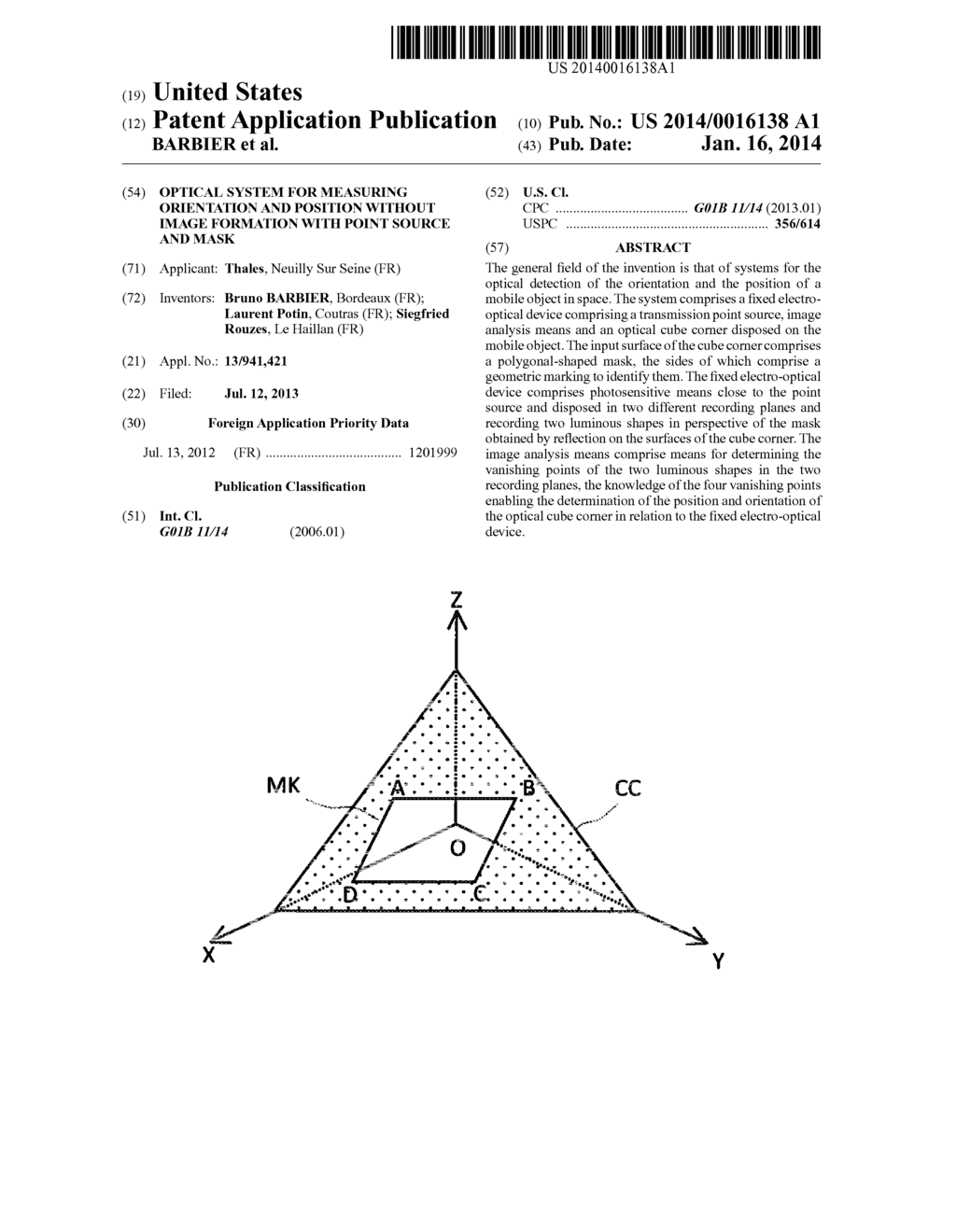 OPTICAL SYSTEM FOR MEASURING ORIENTATION AND POSITION WITHOUT IMAGE     FORMATION WITH POINT SOURCE AND MASK - diagram, schematic, and image 01