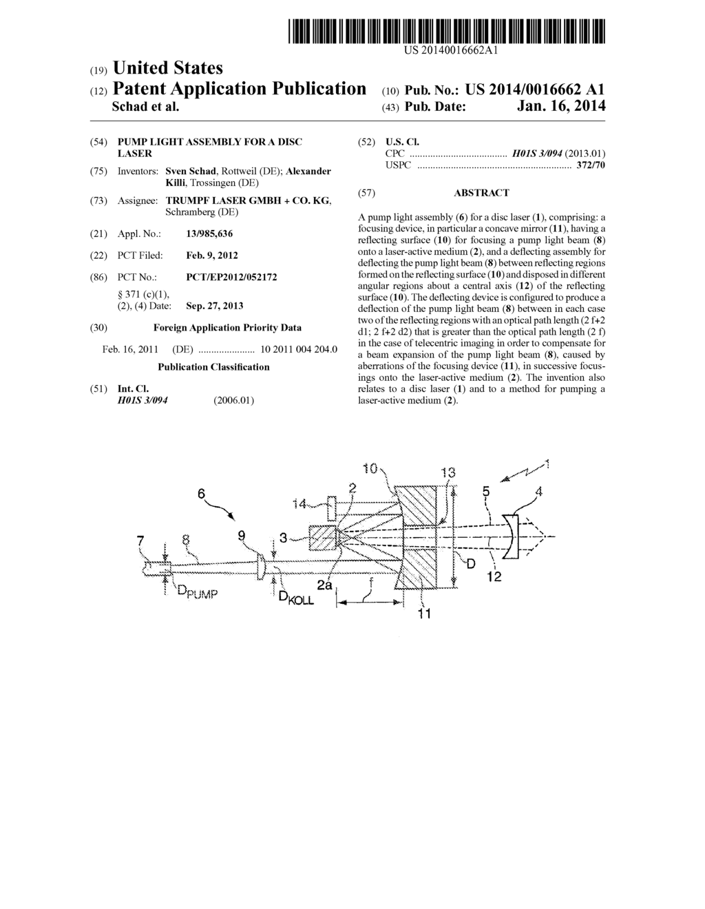 PUMP LIGHT ASSEMBLY FOR A DISC LASER - diagram, schematic, and image 01