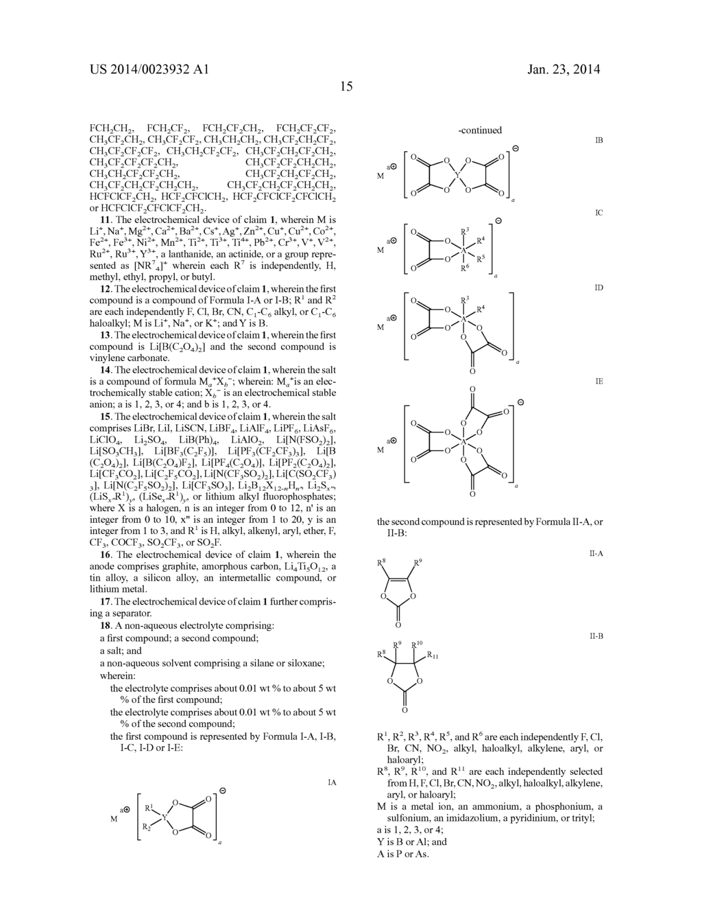 NON-AQUEOUS ELECTROLYTES FOR ELECTROCHEMICAL CELLS - diagram, schematic, and image 21