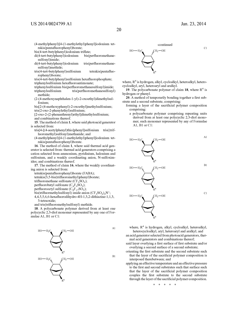 Sacrificial Polymer Compositions Including Polycarbonates Having Repeat     Units Derived From Stereospecific Polycyclic 2,3-Diol Monomers - diagram, schematic, and image 24