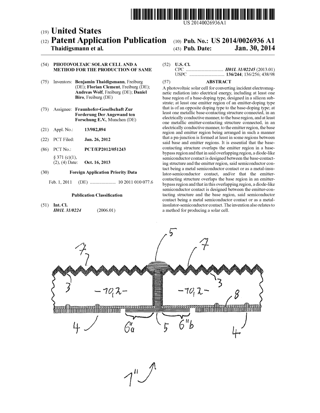 PHOTOVOLTAIC SOLAR CELL AND A METHOD FOR THE PRODUCTION OF SAME - diagram, schematic, and image 01