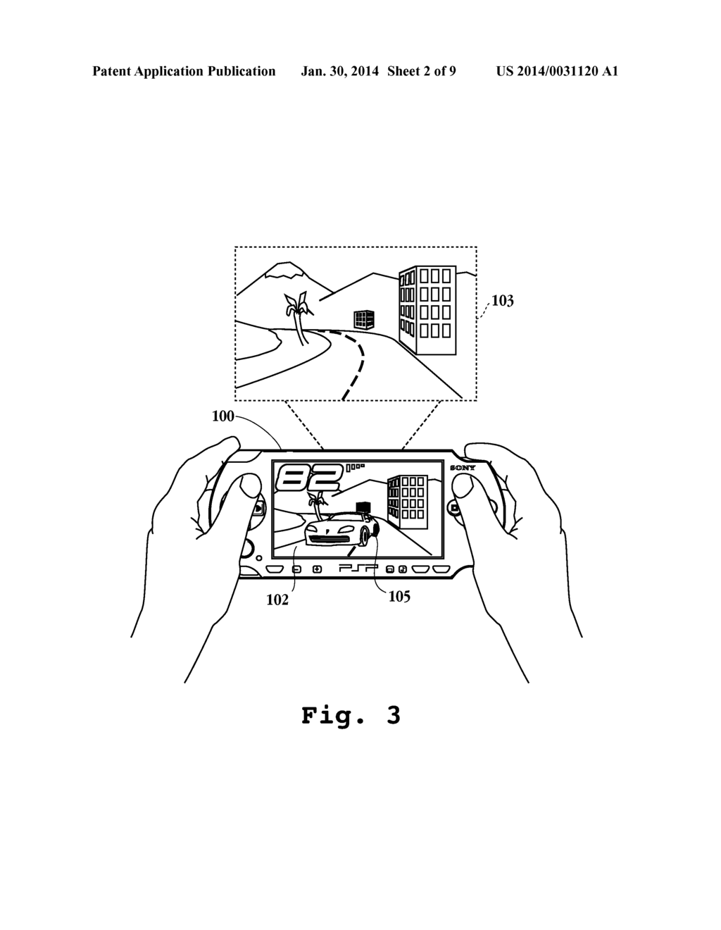 Using a Portable Device to Interface with a Video Game Rendered on a Main     Display - diagram, schematic, and image 03