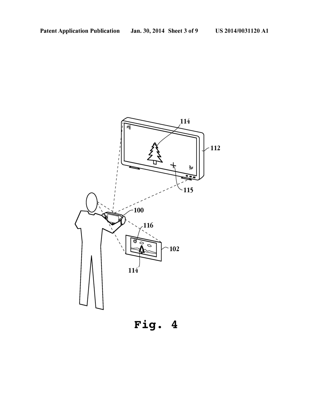 Using a Portable Device to Interface with a Video Game Rendered on a Main     Display - diagram, schematic, and image 04