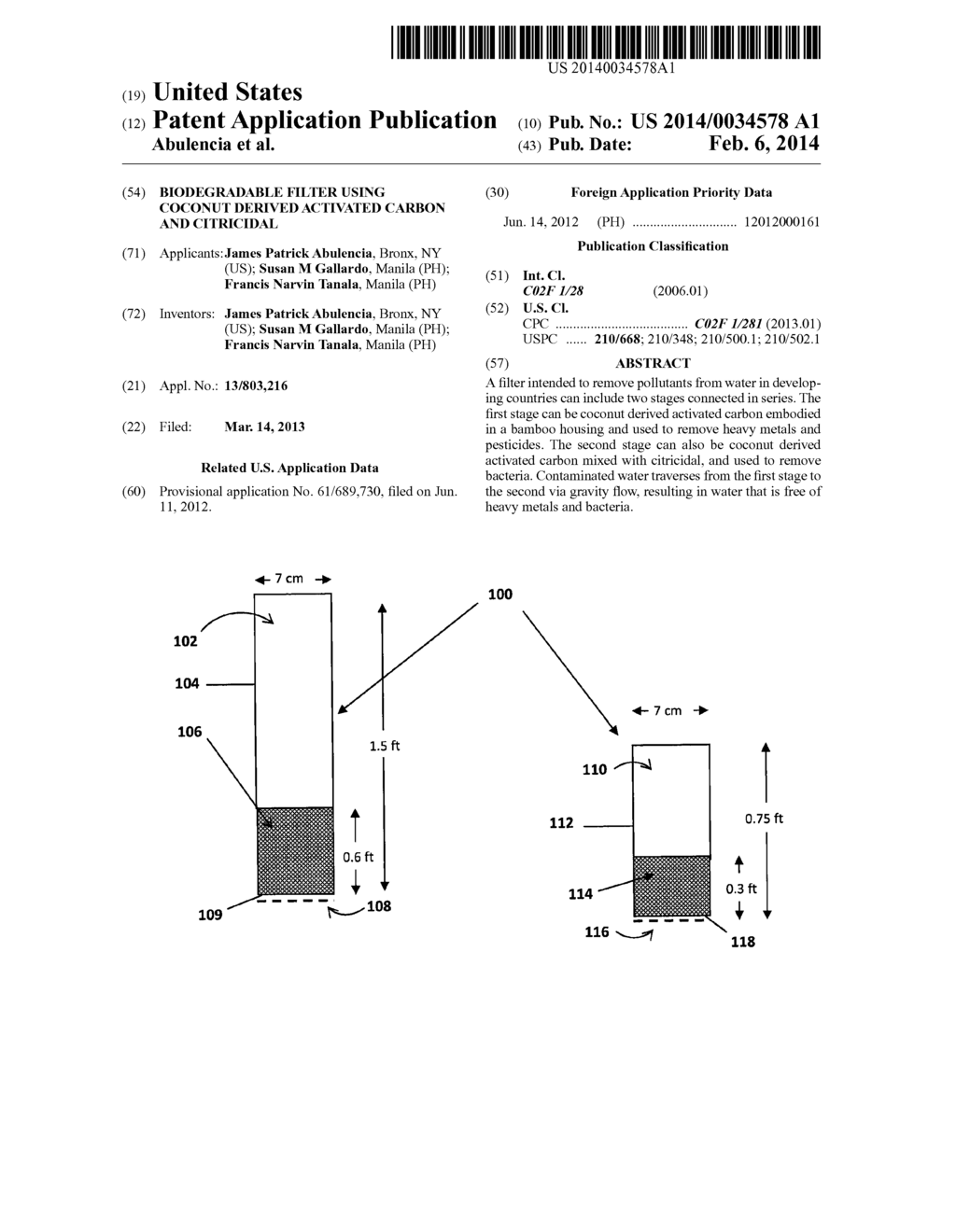 BIODEGRADABLE FILTER USING COCONUT DERIVED ACTIVATED CARBON AND CITRICIDAL - diagram, schematic, and image 01