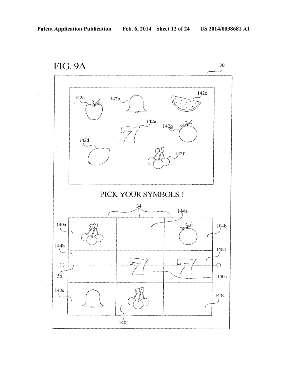 GAMING DEVICE HAVING A PLURALITY OF INTERACTIVE PLAYER-SELECTABLE SYMBOLS - diagram, schematic, and image 13