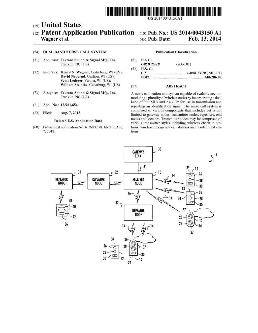 DUAL BAND NURSE CALL SYSTEM - diagram, schematic, and image 01