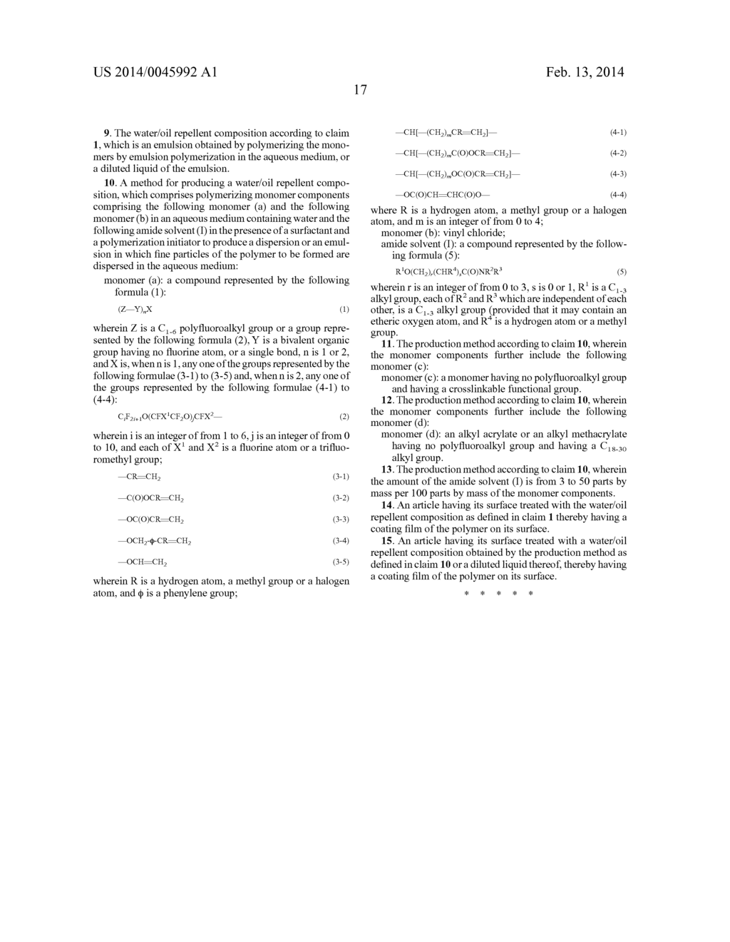 WATER/OIL REPELLENT COMPOSITION, METHOD FOR ITS PRODUCTION AND ARTICLE - diagram, schematic, and image 18