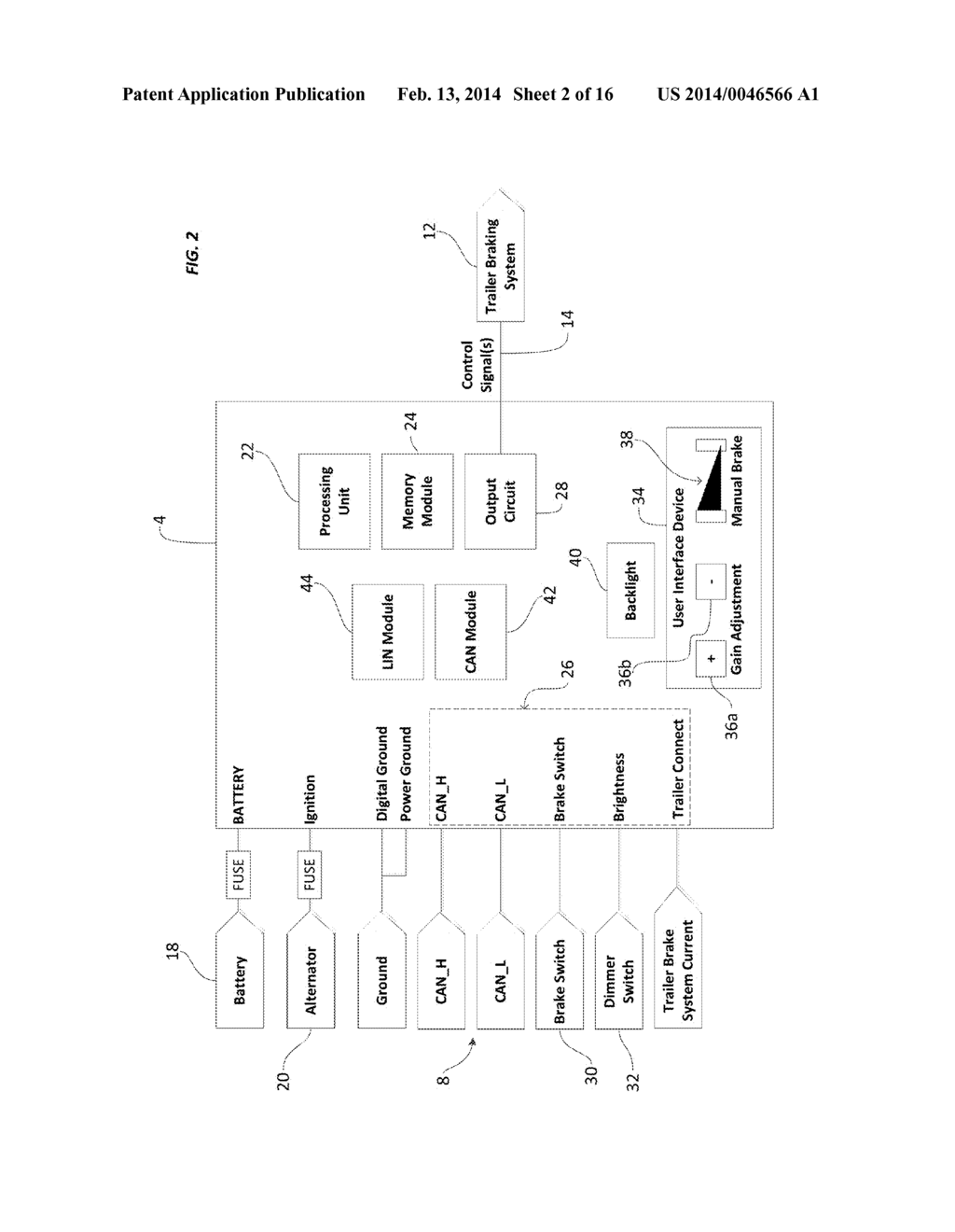 INTEGRATED TRAILER BRAKE CONTROL SYSTEM AND METHOD FOR CONTROLLING A BRAKE     FORCE - diagram, schematic, and image 03