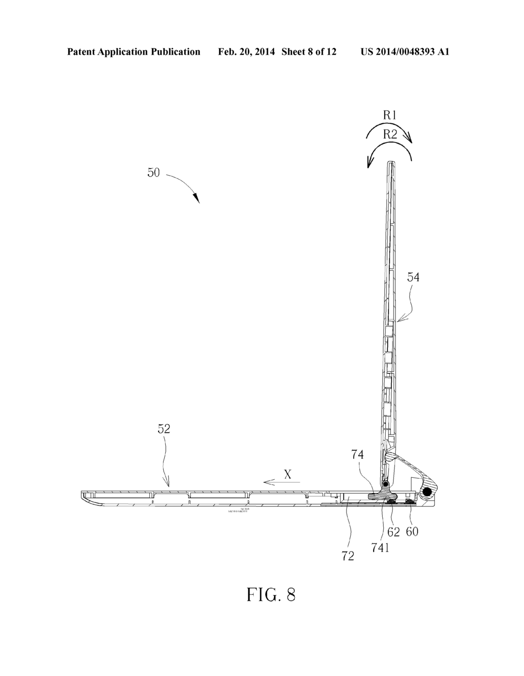 SWITCH MECHANISM FOR ACTIVATING A SWITCH WHILE A DISPLAY MODULE PIVOTS     RELATIVE TO A HOST MODULE AND PORTABLE ELECTRONIC DEVICE THEREWITH - diagram, schematic, and image 09