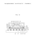 ELECTRONIC DEVICES INCLUDING EMI SHIELD STRUCTURES FOR SEMICONDUCTOR     PACKAGES AND METHODS OF FABRICATING THE SAME diagram and image