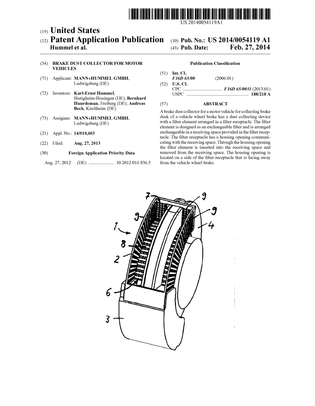 Brake Dust Collector for Motor Vehicles - diagram, schematic, and image 01