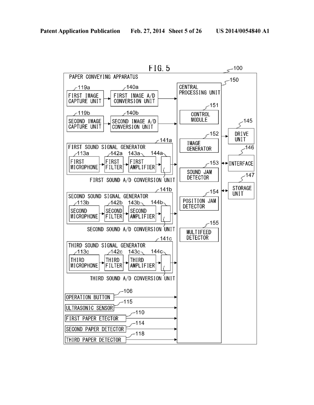 PAPER CONVEYING APPARATUS, JAM DETECTION METHOD, AND COMPUTER-READABLE,     NON-TRANSITORY MEDIUM - diagram, schematic, and image 06