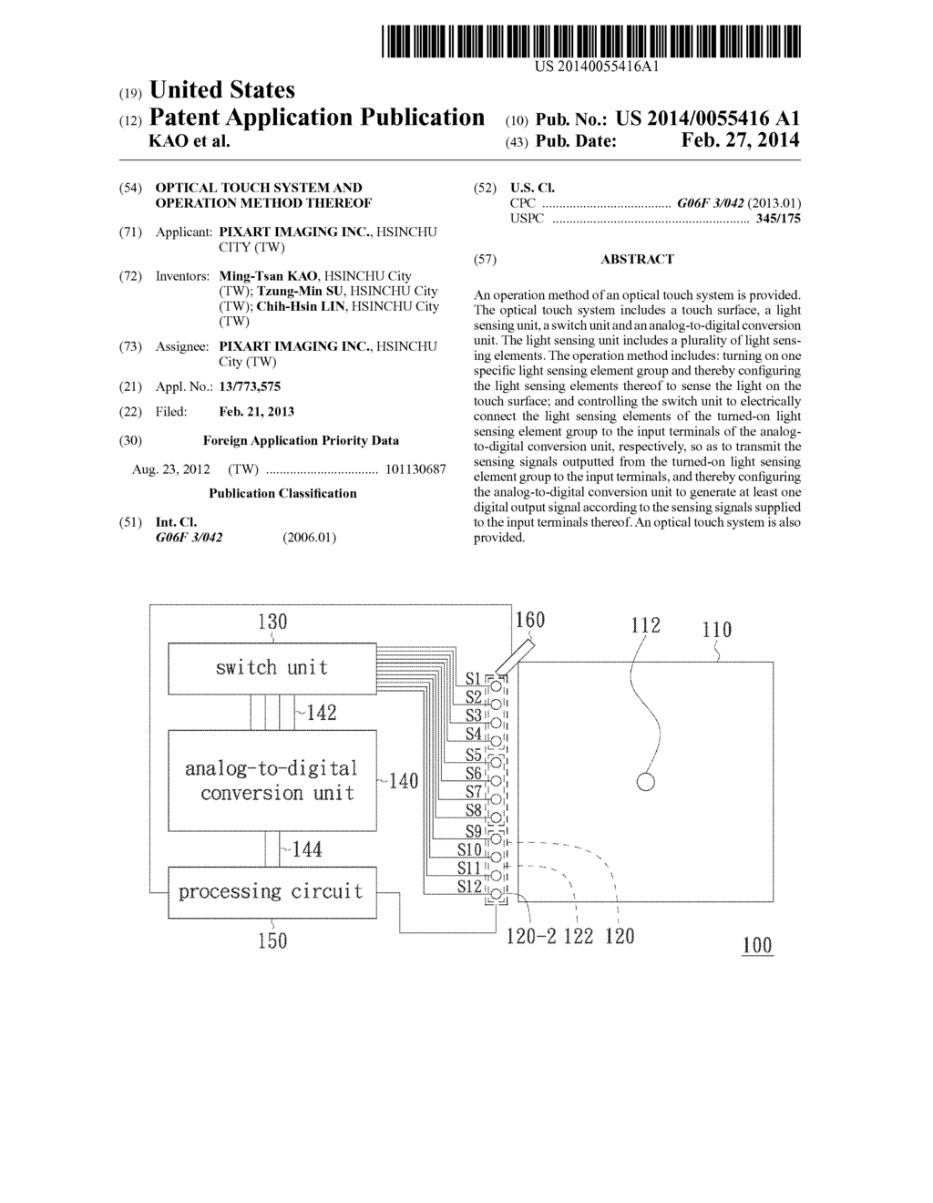 Optical Touch System and Operation Method Thereof - diagram, schematic, and image 01